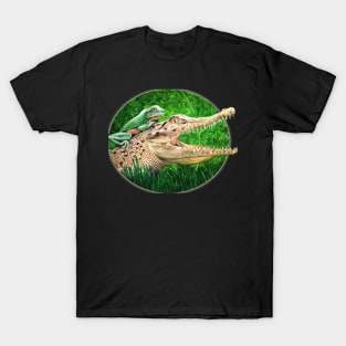 Crocodile Wearing a Frog as a Hat T-Shirt